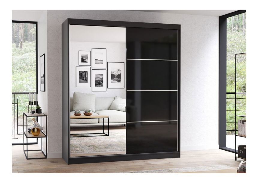 Dulap de haine Mebur 31 180 (grafit + negru lucios)