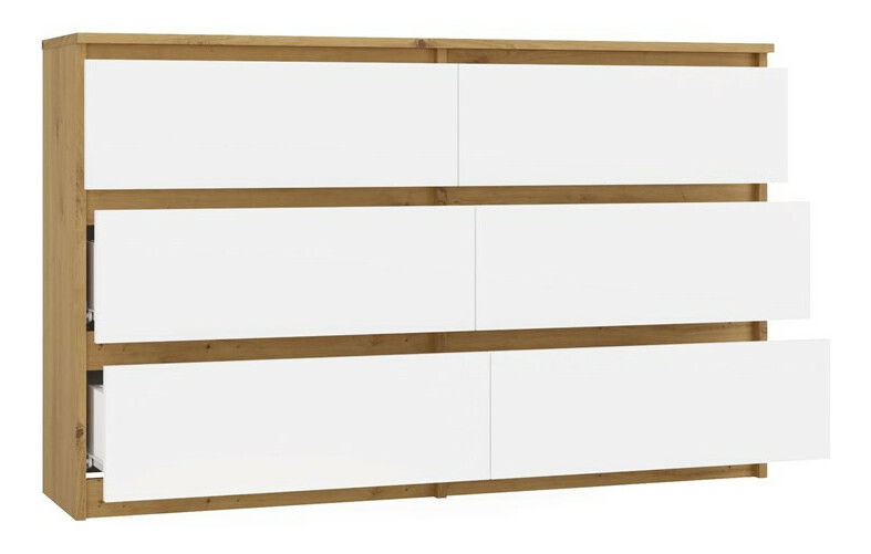 Komód Musecalo 6 120 (artisan tölgy + fehér)