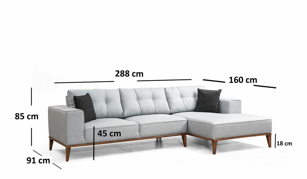 Kutna garnitura Mountain (D) (svijetlosiva)