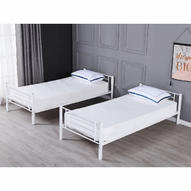 Detská poschodová posteľ 90 cm Kamila (biela) (s roštom)