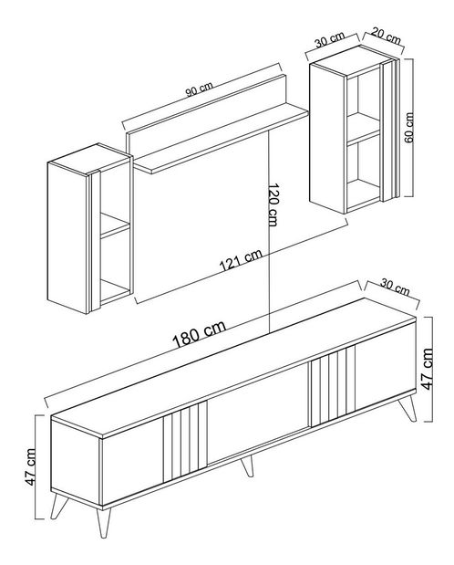 Nappali fal Golden (antracit + fekete)