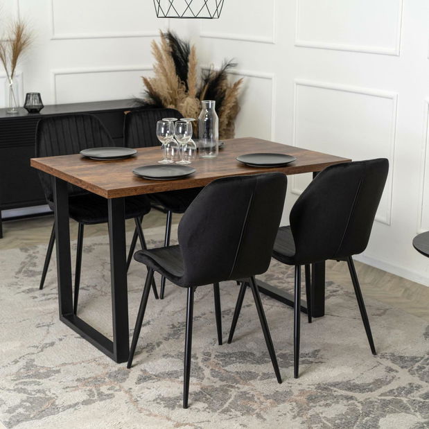 Blagovaonski set Visite (hrast rustikal + crna) (za 4 osobe)