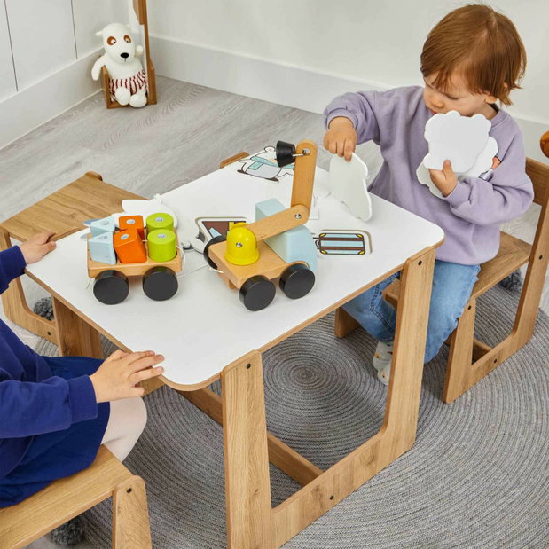 Set detský stolík a stolička Callie 2 (biela + naturálna)