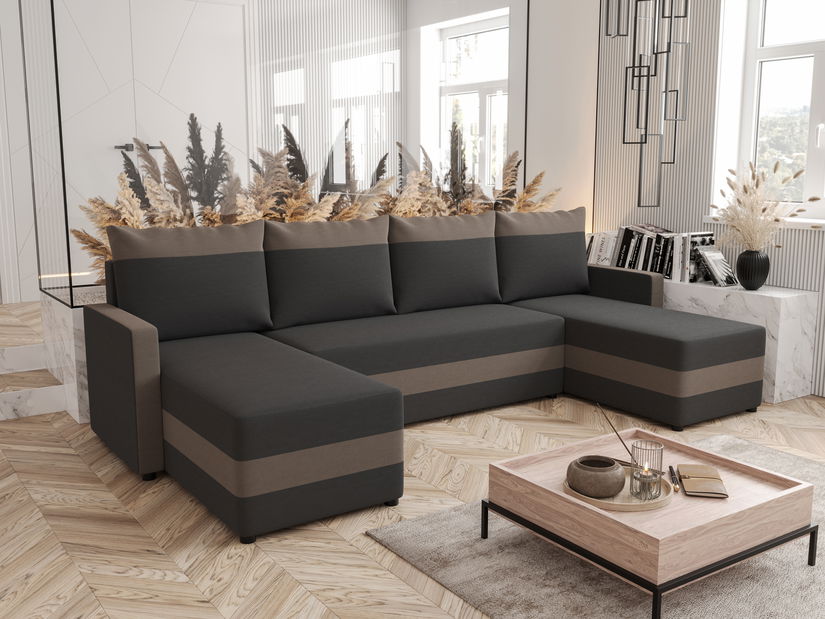 Kutna garnitura u obliku slova U Pure U Bis (crna + siva)