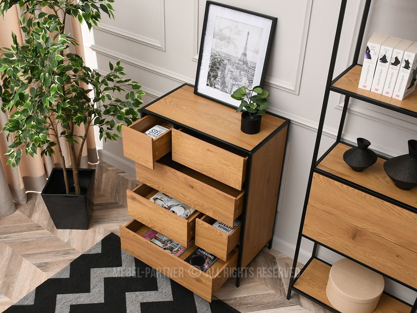 Comodă Soren Kom (stejar + negru)