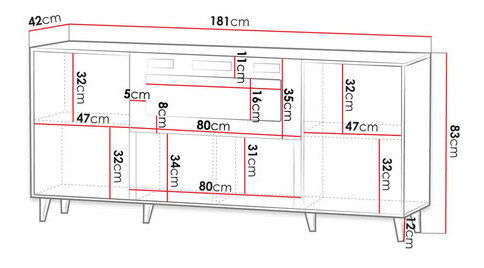 Komoda s krbom Tilderi Grey 180 (antracit) *bazár