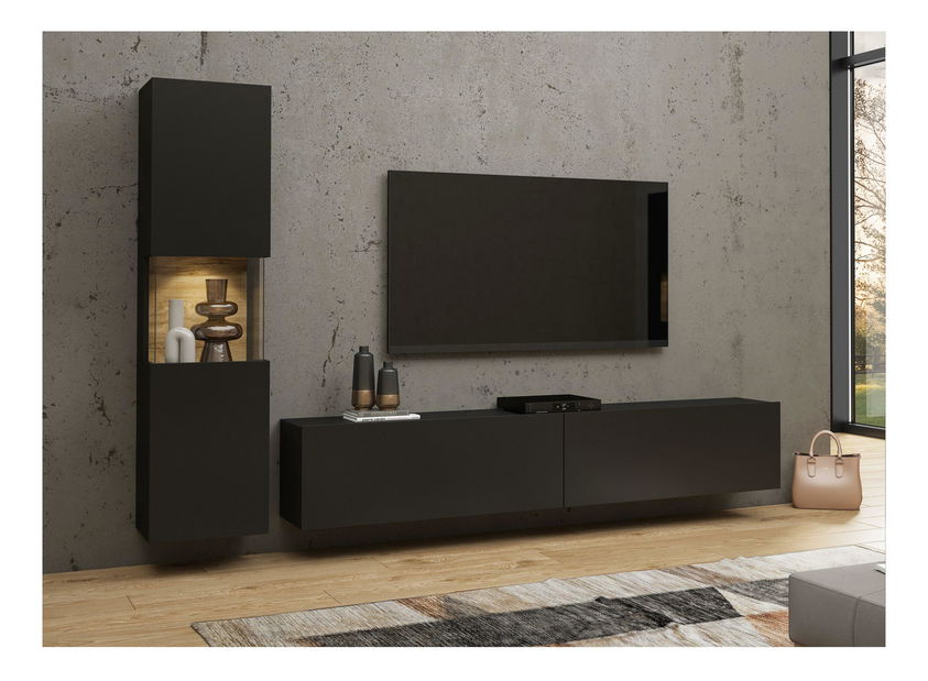 Mobilier living Avernic Typ 09 (onyx negru + stejar wotan)