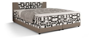 Manželská posteľ Boxspring 180 cm Linda (vzor + sivohnedá) (s matracom a úložným priestorom)