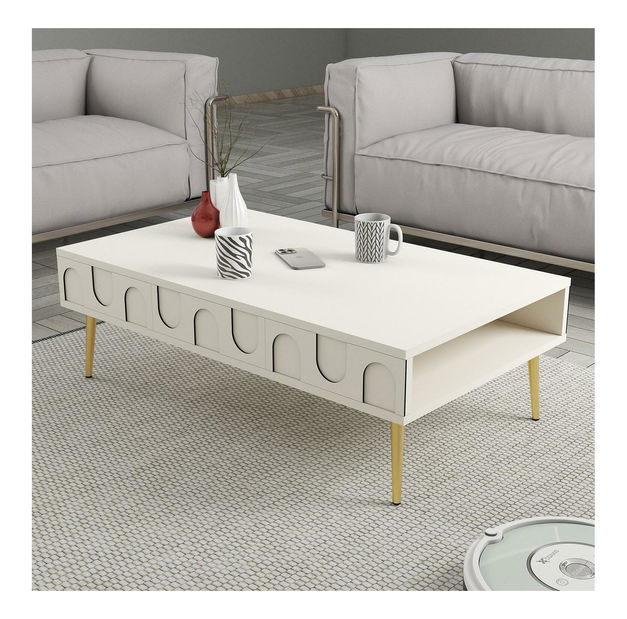 Măsuță de cafea Bipemu 1 (crem + auriu)