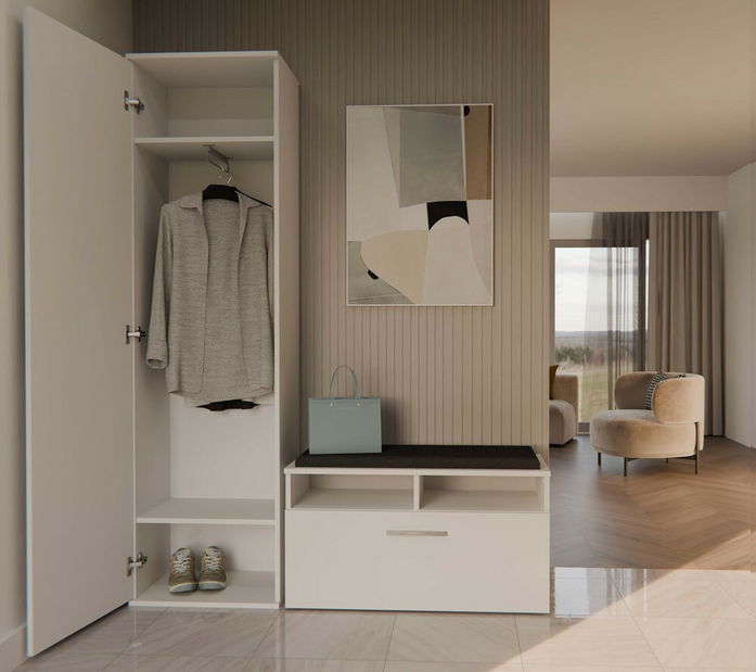 Ormar za garderobu Dialogos 1 (bijela) (s ogledalom)