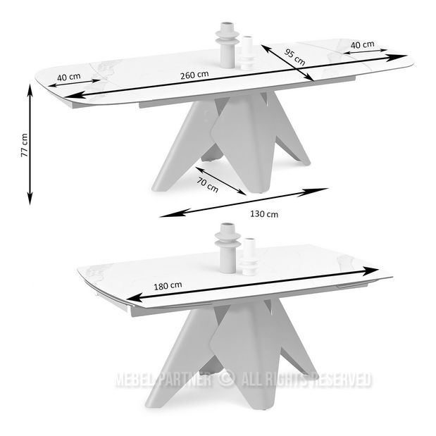 Masă sufragerie Noruega (marmură + negru)