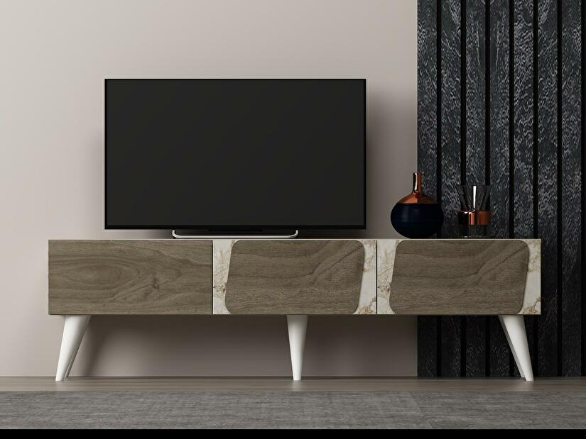 TV asztal/szekrény Sepiva (márvány + dió) 