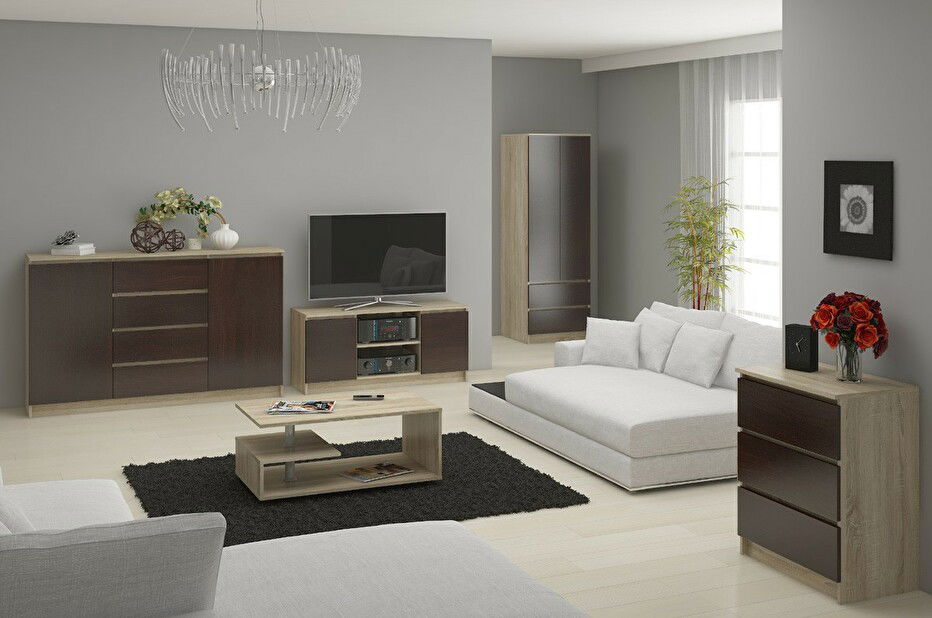 Comodă Kuwait 3D 3D (stejar sonoma + wenge)
