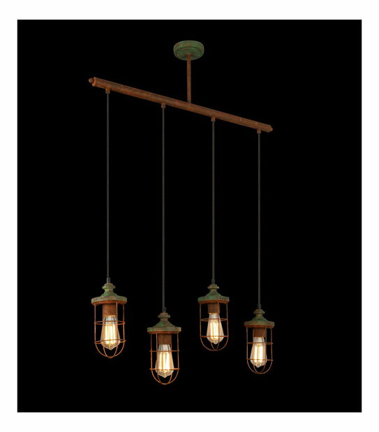 Závesné svietidlo Teru 15027-4H (zelená + imitácia hrdze)