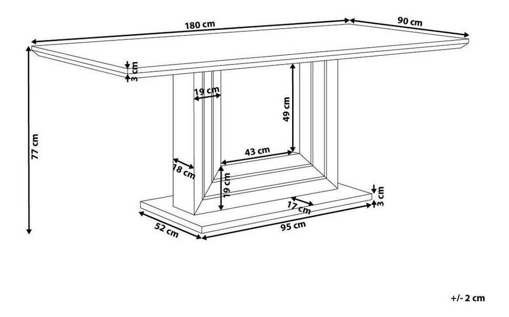 Jedálenský stôl KLAONE 180 x 90 cm (MDF) (biela) (pre 8 osôb)
