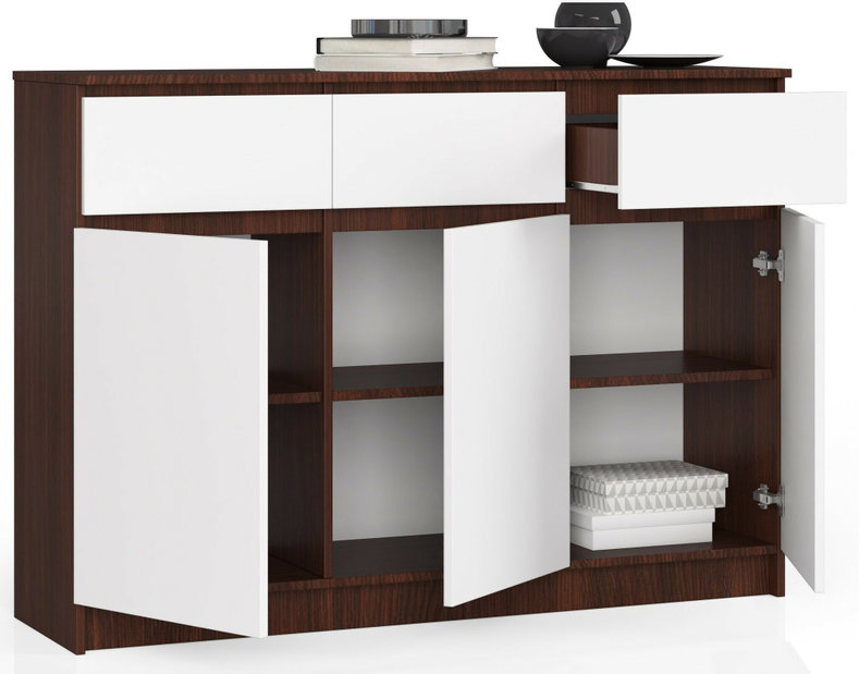 Comodă cu sertare Kuwait 3D 3D (wenge + alb)