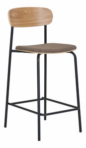 Scaun de bar Emelina 2 (natural + maro + negru)