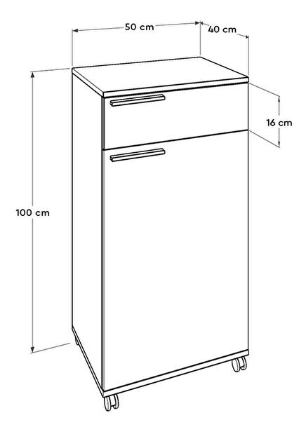 Komoda na kolieskach Adronetta 1 (biela)