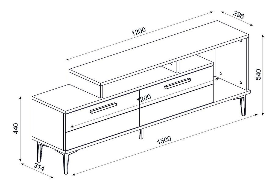 TV asztal/szekrény Kiniva (zafír tölgy + antracit) 