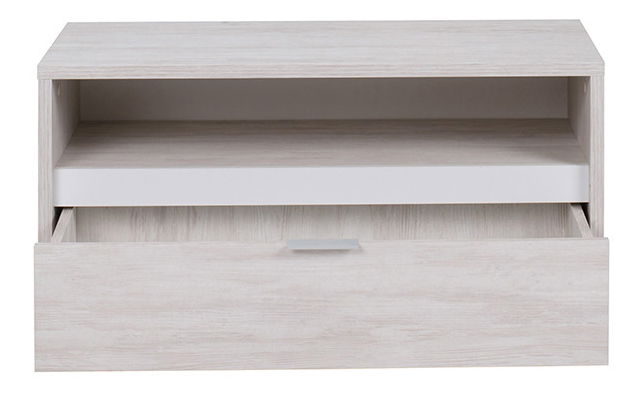 Masă TV Desayuno RTV1SZ (Stejar alb + alb lucios)