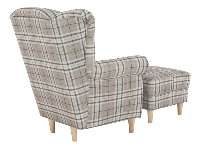 Fotelja s tabureom Aevo (smeđi karo)