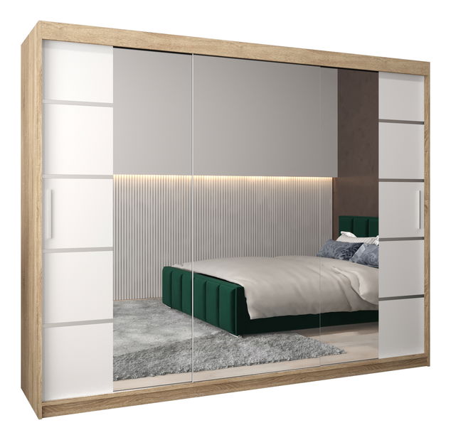 Šatníková skriňa 250 cm Verika 4 250 (dub sonoma + biela)