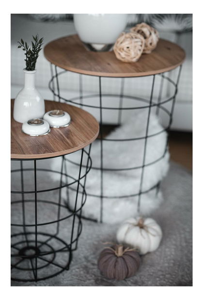 Set 2ks. konferenčných stolíkov Lilepe (borovica atlantická + čierna) 