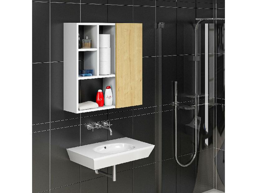 Fürdőszoba szekrény Sotane (fehér + zafír tölgy) 
