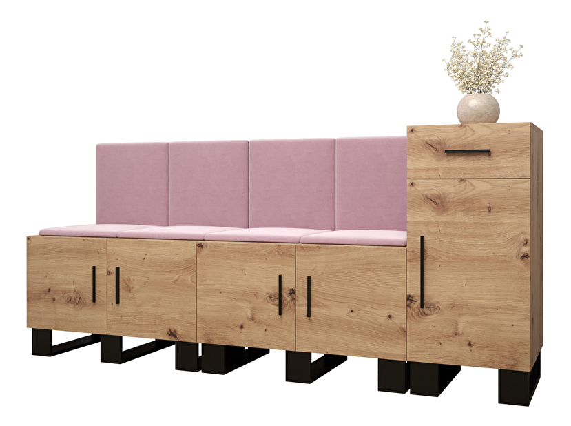 Set mobilier pentru hol Amanda 17 (Stejar artisan + roz)