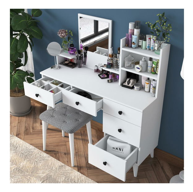 Fésülködőasztal zsámollyal Blake 101 (fehér)