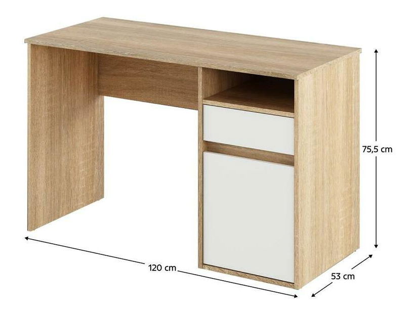 Masă PC Bolegy (Stejar sonoma + albă) 