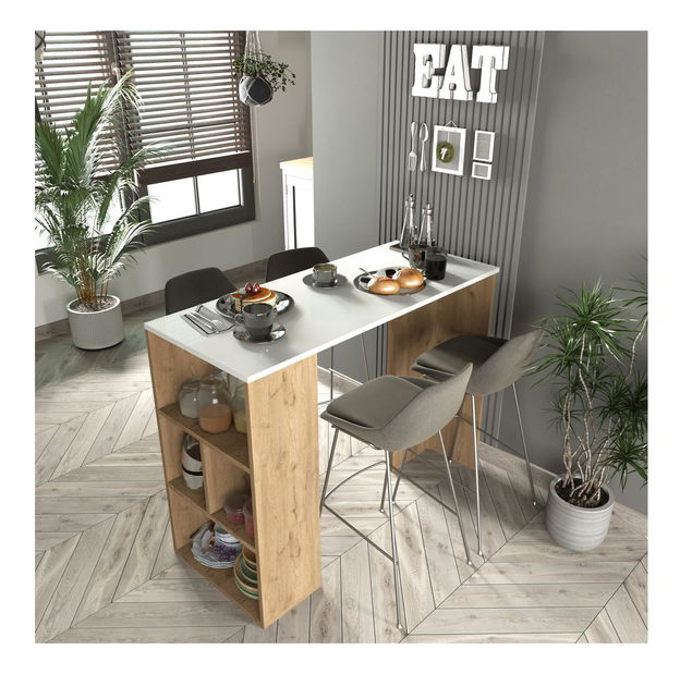 Servírovací stolík Venole (biela + dub) 