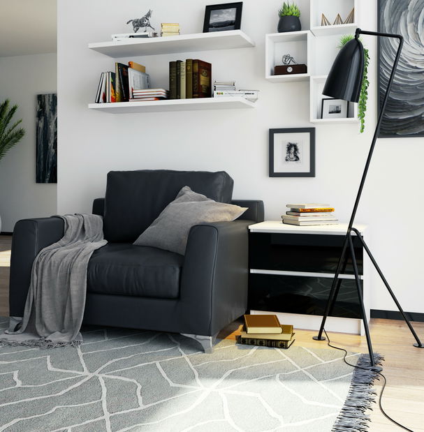 Noptieră Kalista (negru lucios)