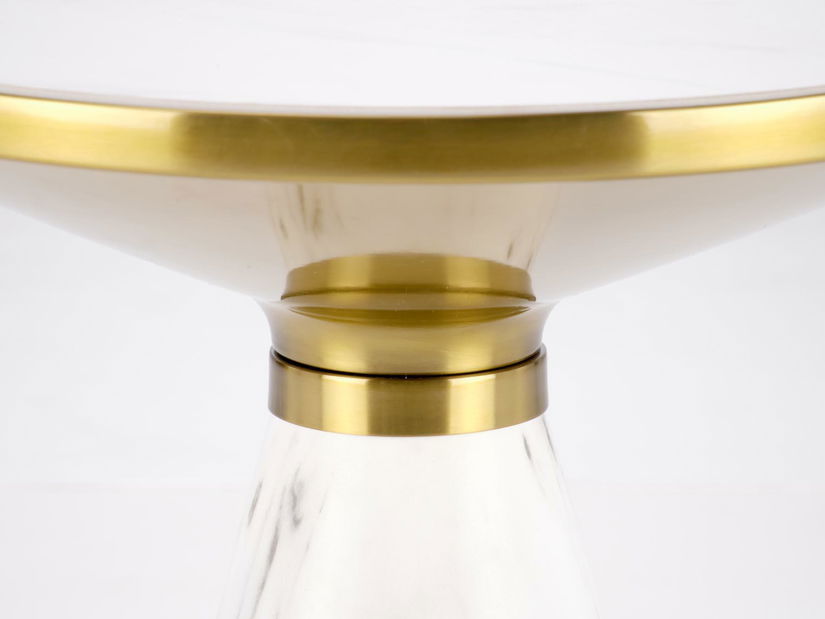 Konferenčný stolík Toby (biely mramor + zlatá)