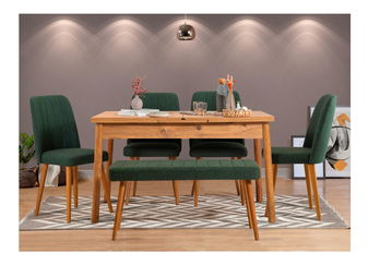 Étkező szett Senteago 2 (6 fő részére) (atlanti fenyő + zöld)