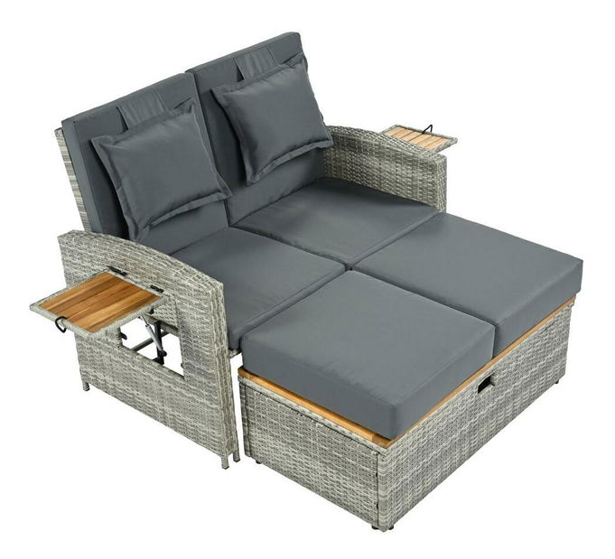 Vrtna sofa Mory (siva + prirodna)