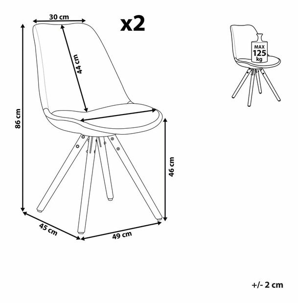Set 2 ks. jedálenských stoličiek Doha (čierna)
