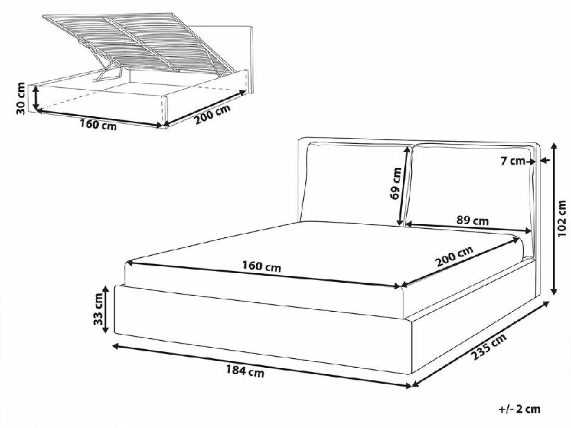 Bračni krevet 160 cm Berit (zelena) (s podnicom) (s prostorom za odlaganje)