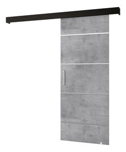 Uși culisante 90 cm Sharlene IV (beton + negru mat + argintiu)