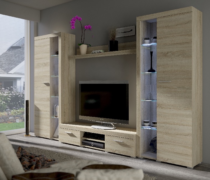 Mobilier living Rudby XL (Stejar sonoma) (fără iluminat)