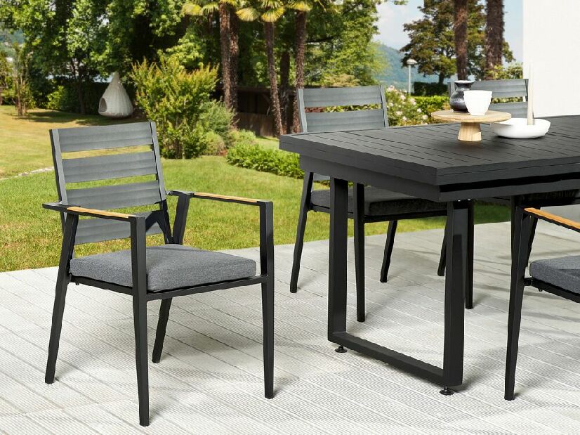 Set mobilier de grădină Valerian/Tavia (Negru + gri) 