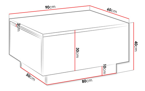 Stolić za kavu Nasonat 90 x 90 (crni mramor) (s prostorom za odlaganje)