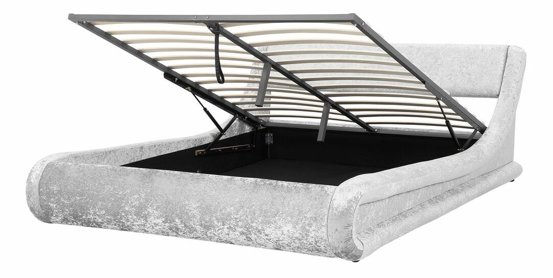 Bračni krevet 180 cm Anais (srebrna) (s podnicom) (s prostorom za odlaganje)