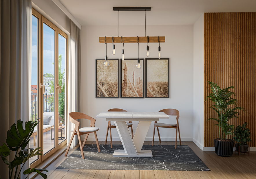 Blagovaonski stol Venag (svijetlosiva + bijela) (za 4 do 6 osoba)