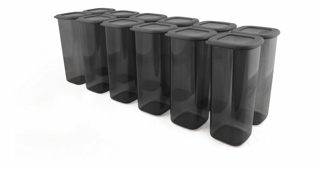 Élelmiszertároló edénykészlet (12 db.) Boxy (szürke)