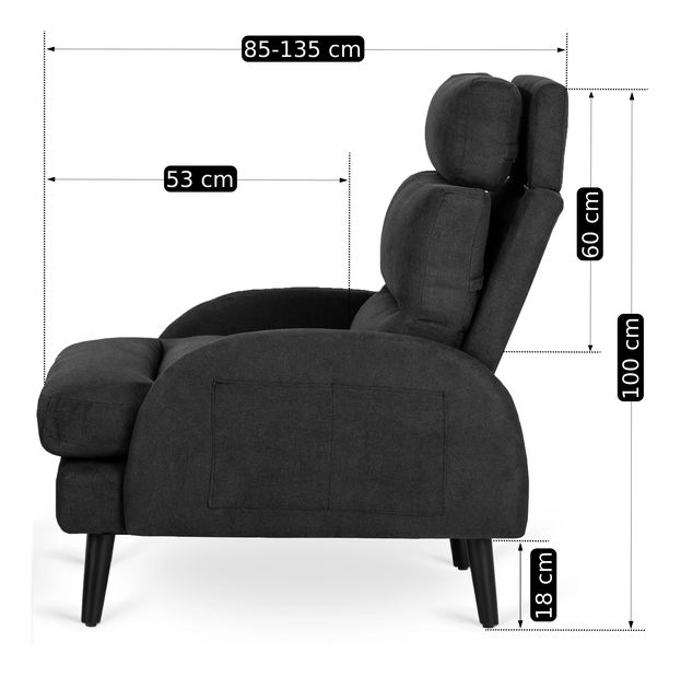 Polohovacie kreslo Hondurenas (čierna) (s taburetkou)