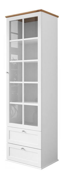 Vitrină Fritz 2SZ1D (alb + stejar lefkas) *vânzare stoc