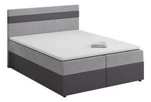 Manželská posteľ Boxspring 160x200 cm Mimosa (melírovaná svetlosivá + tmavosivá) (s roštom a matracom)