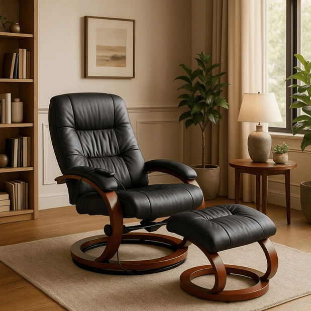 Masszázsfotel zsámollyal Canole (fekete) 