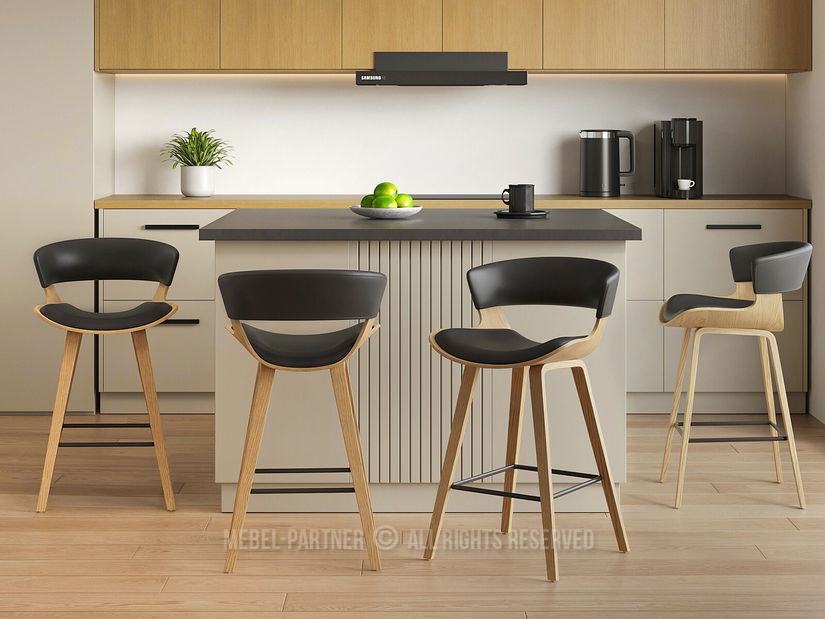 Scaun bar CH70 (negru + stejar)